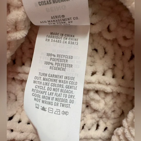 Aerie Cable Car Quarter Zip Oversized Chenille Sweater Cream Size M - Picture 14 of 14